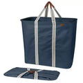 CleverMade Collapsible 2pk Laundry Caddy LUXE 300D Navy Noir/Cream