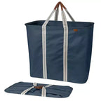 CleverMade Collapsible 2pk Laundry Caddy LUXE 300D Navy Noir/Cream