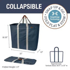 Cestas de lavandería plegables CleverMade, paquete de 2, LUXE 300D Azul marino/Crema