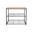 3 Tier Shoe Rack Black Metal with Natural Wood - Brightroom™