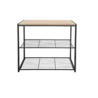 3 Tier Shoe Rack Black Metal with Natural Wood - Brightroom™