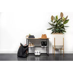 Zapatero de 3 niveles de metal negro con madera natural - Brightroom™