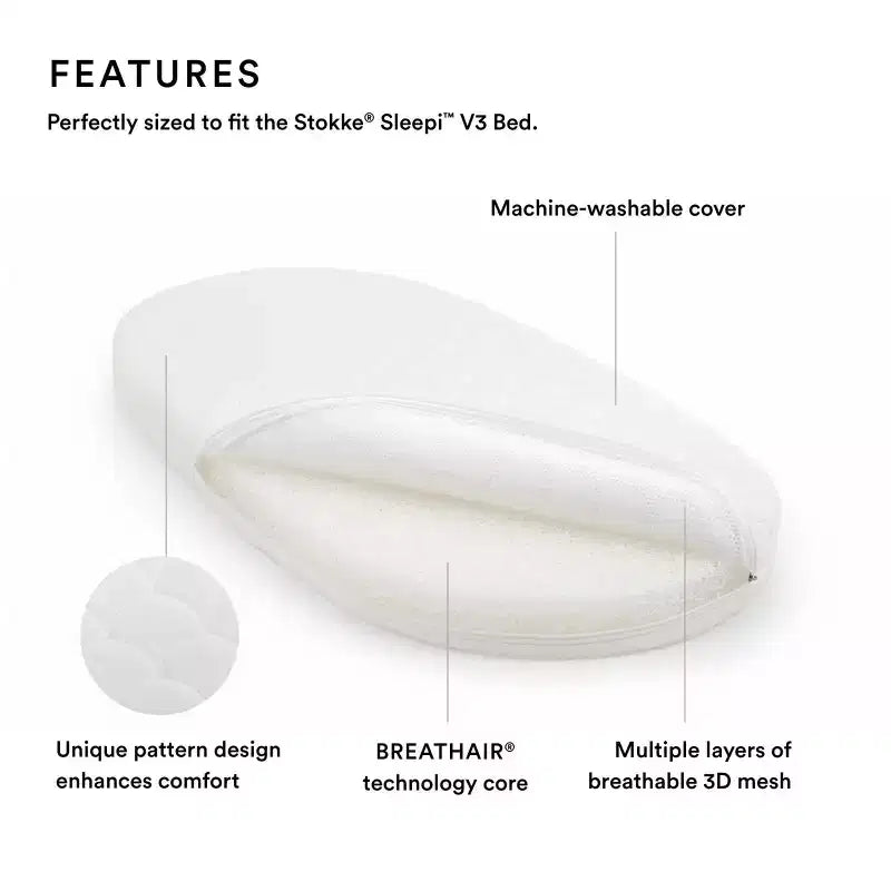 Colchón de espuma transpirable de 3,3 cm para cuna Stokke Sleepi