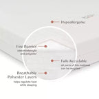 Colchón Babyletto Pure Core para cuna tipo Midi de 4" con funda acolchada híbrida impermeable: firmeza media, 100% algodón orgánico, transpirable, espuma