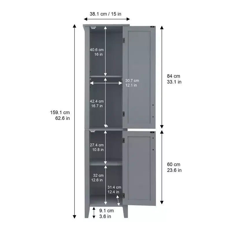 Mercer Mueble de Almacenamiento Alto de Madera de Estilo Moderno de Mediados de Siglo Gris - Elegant Home Fashions