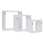 Nexxt Juego de 3 estantes de pared flotantes Cubbi blancos: cubos de pared de madera compuesta, no requieren montaje