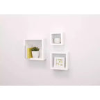 Nexxt Juego de 3 estantes de pared flotantes Cubbi blancos: cubos de pared de madera compuesta, no requieren montaje