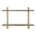 Danya B. 32.3" x 22" 2 Tier Metal and Wood Hanging Bracket Wall Mounted Shelf Gold: Floating Storage, Bathroom Display
