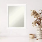 Espejo de pared estrecho blanco para gabinete sin bisel de 21" x 27" - Amanti Art: Rectangular moderno, marco de poliestireno