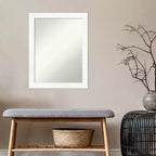 Espejo de pared estrecho blanco para gabinete sin bisel de 21" x 27" - Amanti Art: Rectangular moderno, marco de poliestireno