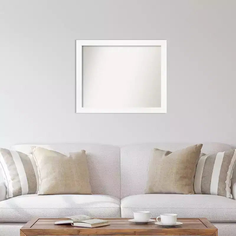 Espejo de pared estrecho blanco para gabinete, sin bisel, de 31 x 25 pulgadas - Amanti Art