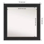 Espejo de pared de baño negro Amanti Art de 32" x 32" con borde sin bisel