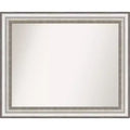 33" x 27" Non-Beveled Salon Silver Bathroom Wall Mirror - Amanti Art: Modern Rectangle, Includes Mounting Hardware