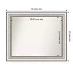 Espejo de pared plateado para baño sin bisel de 33" x 27" - Amanti Art: Rectangular moderno, incluye accesorios de montaje