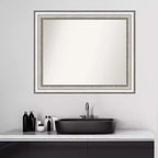 Espejo de pared plateado para baño sin bisel de 33" x 27" - Amanti Art: Rectangular moderno, incluye accesorios de montaje