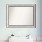 Espejo de pared plateado para baño sin bisel de 33" x 27" - Amanti Art: Rectangular moderno, incluye accesorios de montaje
