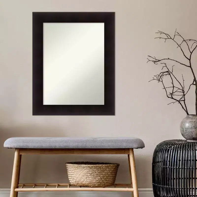 Espejo de pared de madera Espresso Portico sin bisel de 24 x 30 pulgadas - Amanti Art: Tocador rectangular moderno, incluye herrajes de montaje