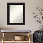 Espejo de pared de madera Espresso Portico sin bisel de 24 x 30 pulgadas - Amanti Art: Tocador rectangular moderno, incluye herrajes de montaje