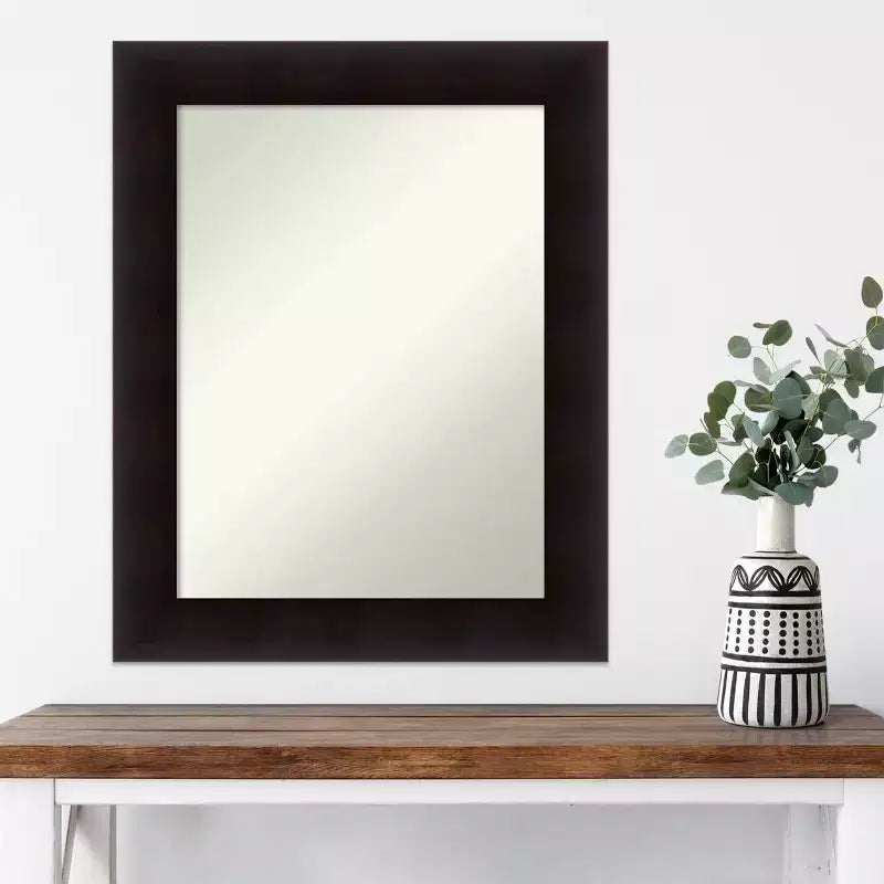 Espejo de pared de madera Espresso Portico sin bisel de 24 x 30 pulgadas - Amanti Art: Tocador rectangular moderno, incluye herrajes de montaje