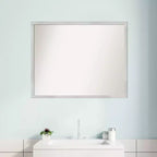Espejo de baño de pared de madera plateada Svelte sin bisel de 30" x 24" - Amanti Art: Rectangular moderno, para montaje en pared