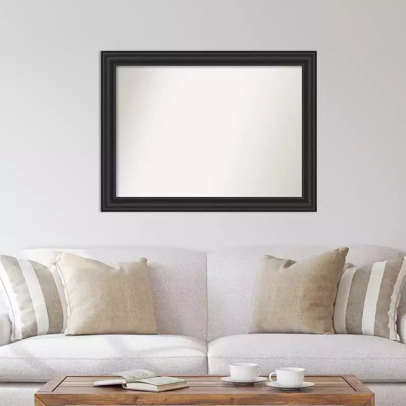 Espejo de pared de 44" x 33" sin bisel, color negro naufragio - Amanti Art: Rectangular moderno, marco de poliestireno, incluye accesorios de montaje