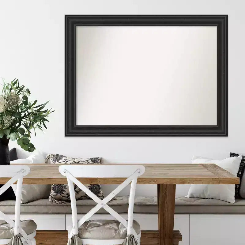 Espejo de pared de 44" x 33" sin bisel, color negro naufragio - Amanti Art: Rectangular moderno, marco de poliestireno, incluye accesorios de montaje