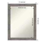 Espejo de pared estrecho Pinstripe Plank sin bisel de 22" x 28": moderno, rectangular, Amanti Art
