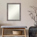 Espejo de pared estrecho Pinstripe Plank sin bisel de 22" x 28": moderno, rectangular, Amanti Art