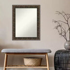Espejo de pared de madera negra repujado Intaglio sin bisel de 23 x 29 pulgadas - Amanti Art