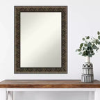 Espejo de pared de madera negra repujado Intaglio sin bisel de 23 x 29 pulgadas - Amanti Art