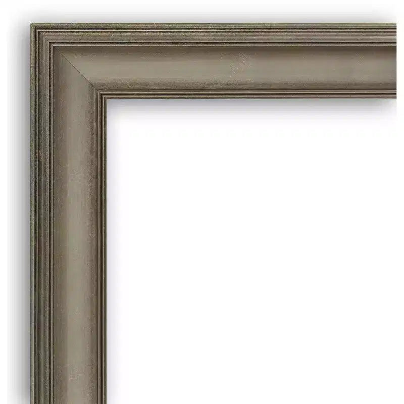Espejo de pared de madera estrecho de plata envejecida sin bisel de 32" x 32" para altillo - Amanti Art: Cuadrado moderno, incluye accesorios de montaje