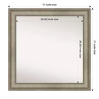 Espejo de pared de madera estrecho de plata envejecida sin bisel de 32" x 32" para altillo - Amanti Art: Cuadrado moderno, incluye accesorios de montaje