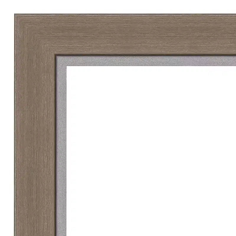 Espejo de pared estrecho sin bisel para baño Eva, de 41" x 30" (marrón) - Amanti Art: Rectangular, marco de poliestireno, montado en la pared