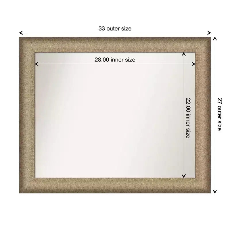 Espejo de pared elegante para baño de 33" x 27" en bronce cepillado - Amanti Art: marco de poliestireno, montaje en pared