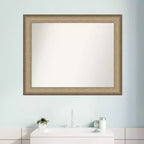 Espejo de pared elegante para baño de 33" x 27" en bronce cepillado - Amanti Art: marco de poliestireno, montaje en pared
