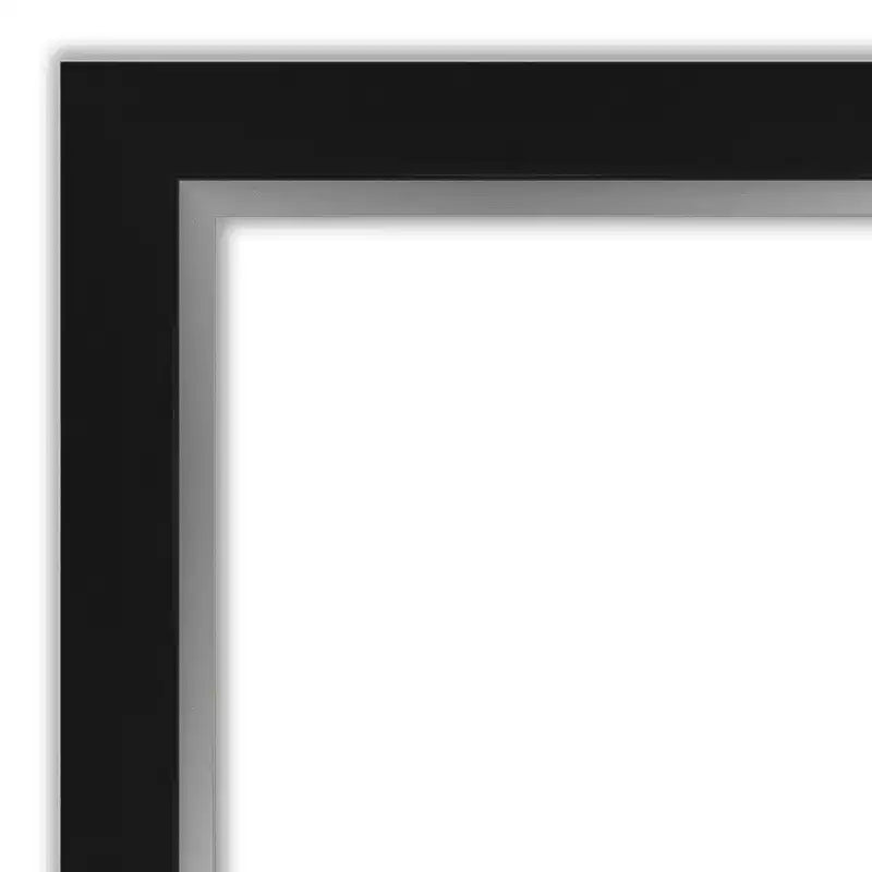 Espejo de pared Eva negro y plateado sin bisel de 24 x 30 pulgadas - Amanti Art: Decoración moderna rectangular para tocador