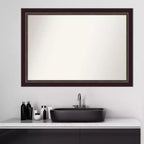 Espejo de pared de baño de madera bronce Signore sin bisel de 40" x 28" - Amanti Art: Incluye accesorios de montaje, soporte de pared