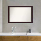 Espejo de pared de baño de madera bronce Signore sin bisel de 40" x 28" - Amanti Art: Incluye accesorios de montaje, soporte de pared