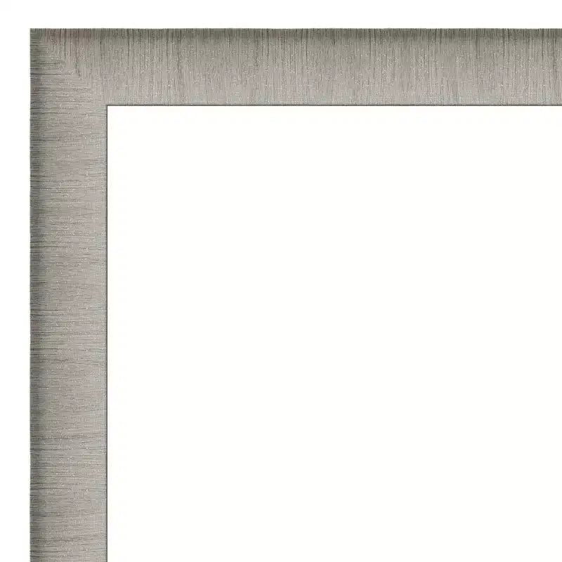 Espejo de pared estrecho Amanti Art de 39 x 27 pulgadas, elegante, con marco cepillado sin bisel, en peltre