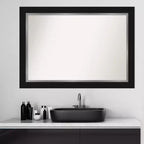 Espejo de pared de baño Eva no biselado de 42" x 30" negro - Amanti Art: Rectangular moderno, montado en la pared