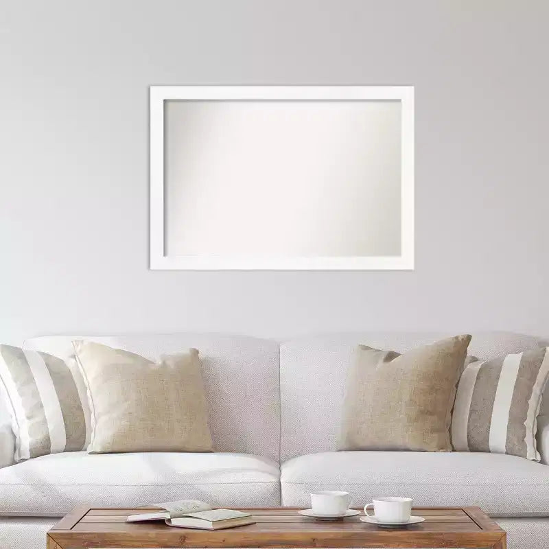 Espejo de pared estrecho blanco para gabinete sin bisel de 39" x 27" - Amanti Art: estilo moderno, marco de poliestireno, incluye accesorios de montaje