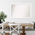 Espejo de pared estrecho blanco para gabinete sin bisel de 39" x 27" - Amanti Art: estilo moderno, marco de poliestireno, incluye accesorios de montaje