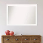 Espejo de pared estrecho blanco para gabinete sin bisel de 39" x 27" - Amanti Art: estilo moderno, marco de poliestireno, incluye accesorios de montaje