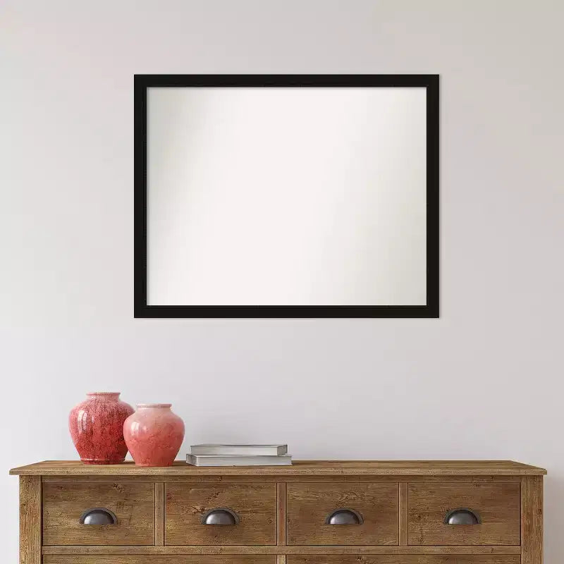 Espejo de pared de baño estrecho Avon negro sin bisel de 30" x 24" - Amanti Art: Incluye accesorios de montaje, marco de poliestireno