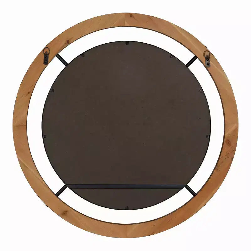 Espejo de pared redondo Whalen de 32 x 32 pulgadas, color marrón - Kate & Laurel All Things Decor: Shabby-Chic, no requiere montaje