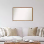 Espejo de pared de madera estrecho Carlisle Blonde de 37" x 25" sin bisel - Amanti Art: espejo de madera rectangular moderno con accesorios de montaje