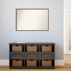Espejo de pared de madera estrecho Carlisle Blonde de 37" x 25" sin bisel - Amanti Art: espejo de madera rectangular moderno con accesorios de montaje