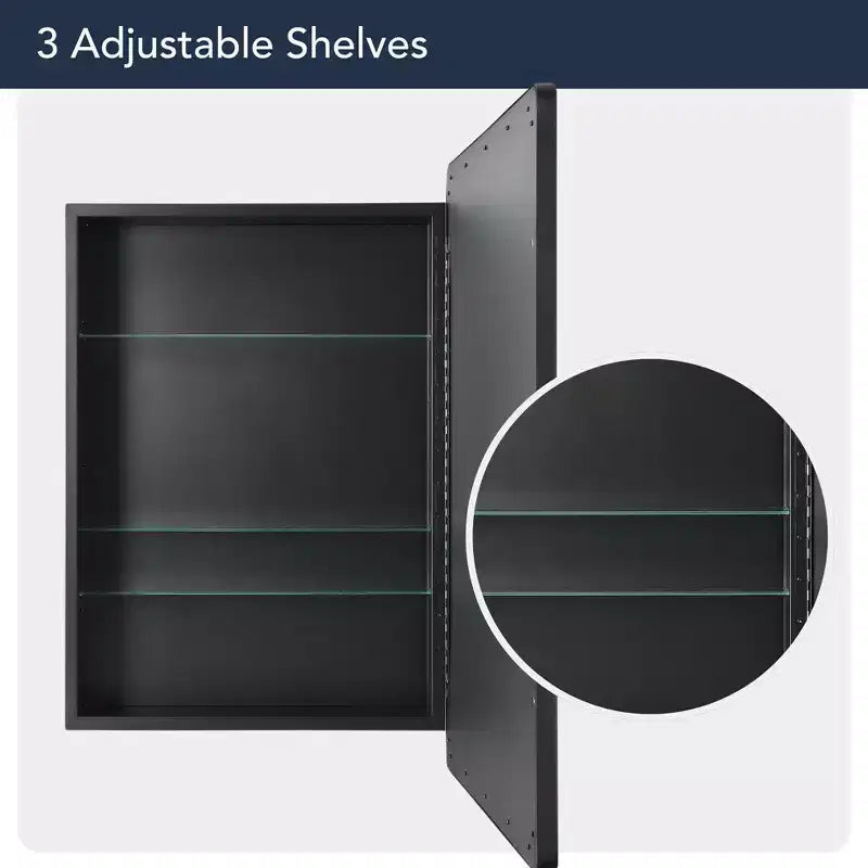 Organizador de almacenamiento de pared de metal negro de 16.5"x27.5" Head West con estantes de vidrio