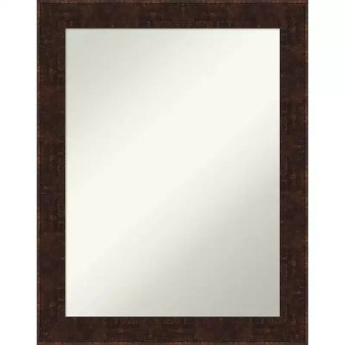 22" x 28" Non-Beveled William Mottled Bronze Narrow Bathroom Wall Mirror - Amanti Art: Rectangle, Polystyrene Frame, Wall Mounted