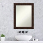 Espejo de pared de baño estrecho de bronce jaspeado William de 22" x 28" sin bisel - Amanti Art: Rectangular, marco de poliestireno, montado en la pared